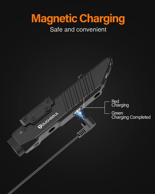 TOUGHSOUL Tactical Flashlight Green Laser Sight Combo, 1450 Lumen Picatinny Rail MLOK Mounted Rechargeable Rifle Flashlight (Green Laser)
