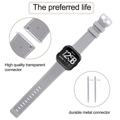 PACK 3 Soft Silicone Bands for Fitbit Versa 2 / Versa/ Versa Lite Classic Adjustable Sport Bands for Women Men Small Large(Without Tracker) (Small, Black+Blue+Grey)