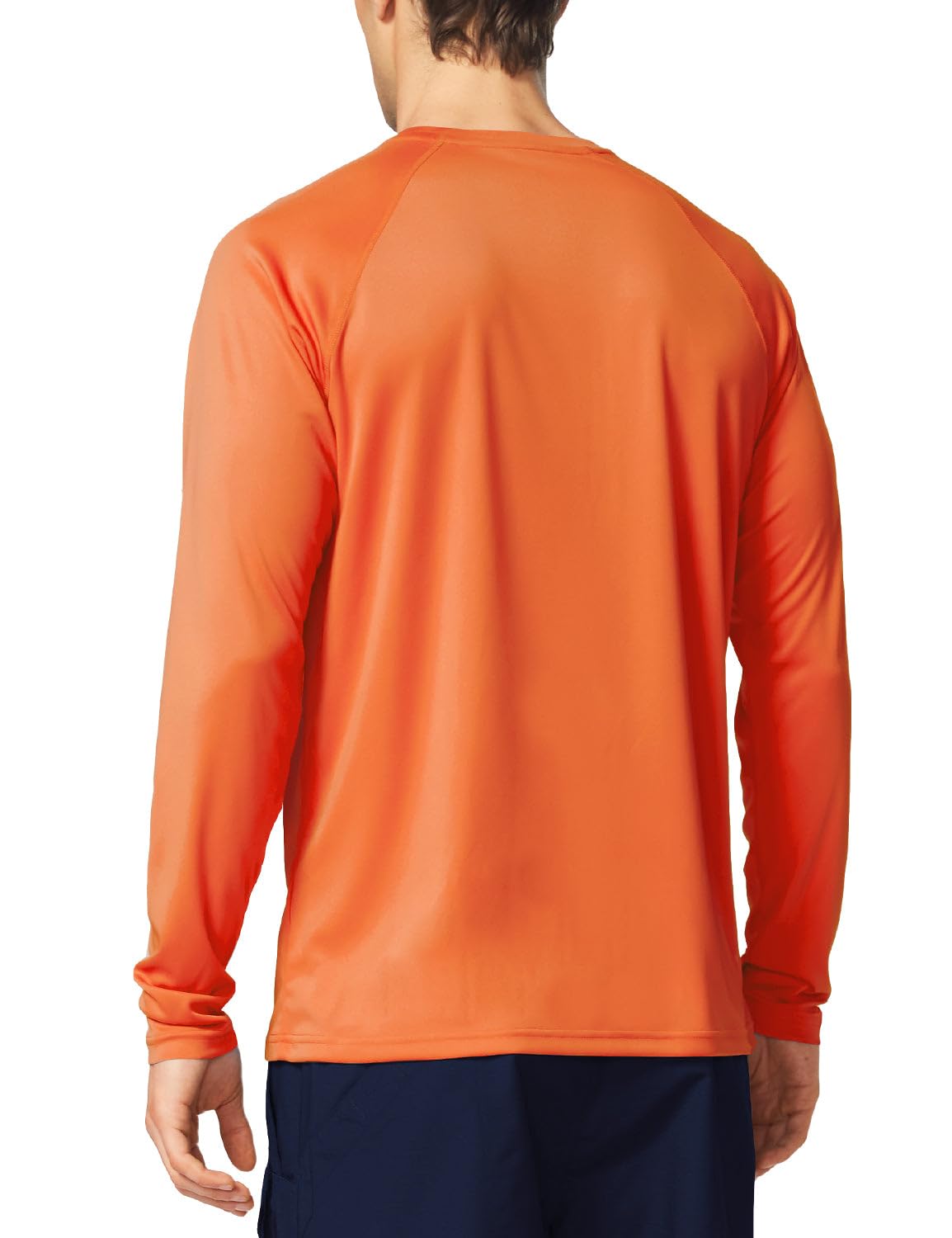 baleaf Mens UPF 50+ Sun Protection Shirts Long Sleeve Rash Guard, Quick Dry 4-Way Stretch for Fishing Swimming Surfing 01-Orange L