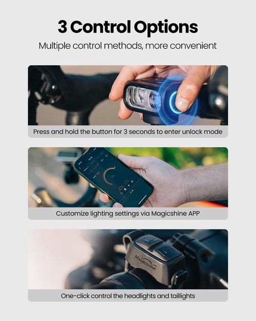 Magicshine Hori 1300 Bike Lights for Night Riding, High and Low Beam, USB-C Rechargeable Bike Headlight, IPX 6 Waterproof Bike Front Light for Road Urban Cyclists-1300 lumens
