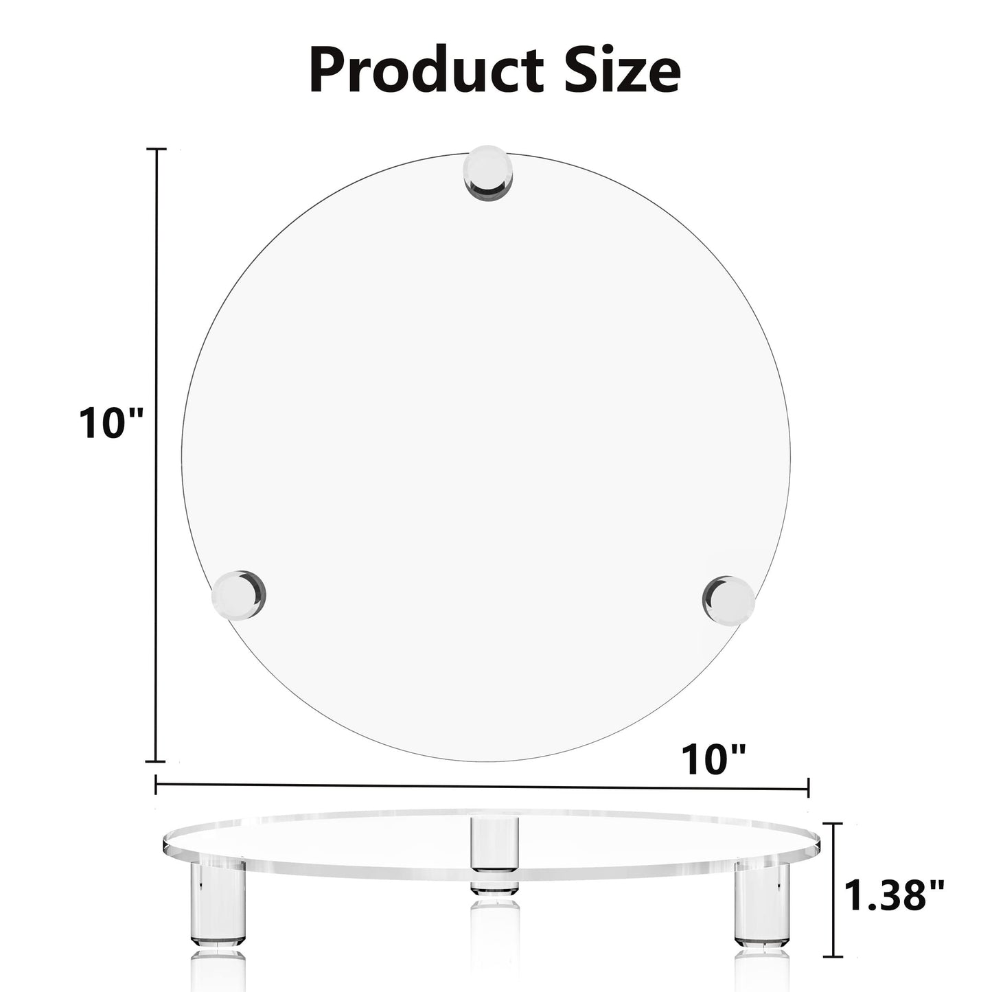HEMYLU Acrylic Risers for Décor, 10 Inch Round Clear Pedestal Stand for Indoor Plant Holder, Decorative Modern Acrylic Tray for Bathroom, Counter and Home, 10-inch Clear