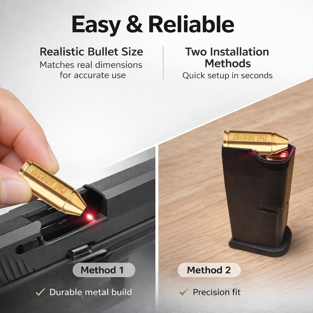 Gotical Tactical Red Laser Bore Sight Cal .40 Brass Boresighter Cartridge Red Dot (Will Work with Smith and WES'S) (Cal .40 Brass Boresighter)