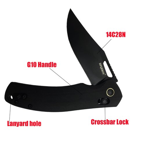 ISFQERON Light Folding Pocket Knife - 3.31" 14C28N Steel Blade & G10, EDC Knife with Clip for Men & Women | Camping Survival Hiking Knives with Safety Lock (59-60HRC)