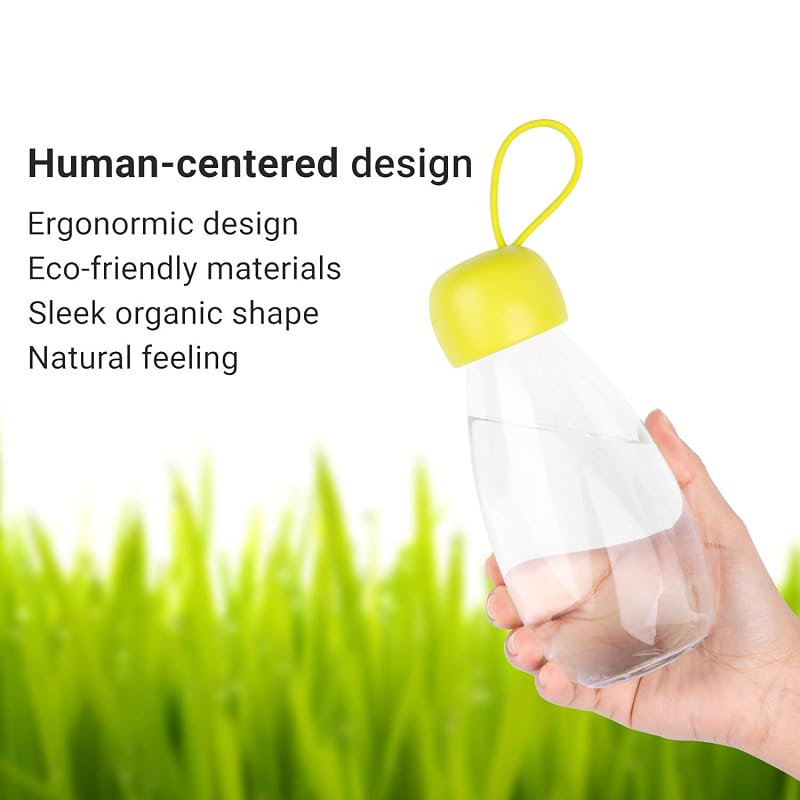 Emoi 12oz BPA Free Water Bottle with Green Cap & Silicone Strap