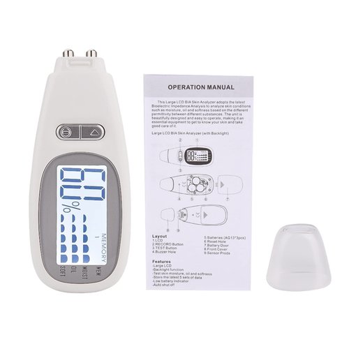 Saddgo Digital Skin Detector Moisture Tester Portable Facial Softness Moisture Oil Content Tester Analyzing Device with Backlit, Approx. 3.1x1.9x7.4cm/1.22x0.75x2.91in, White