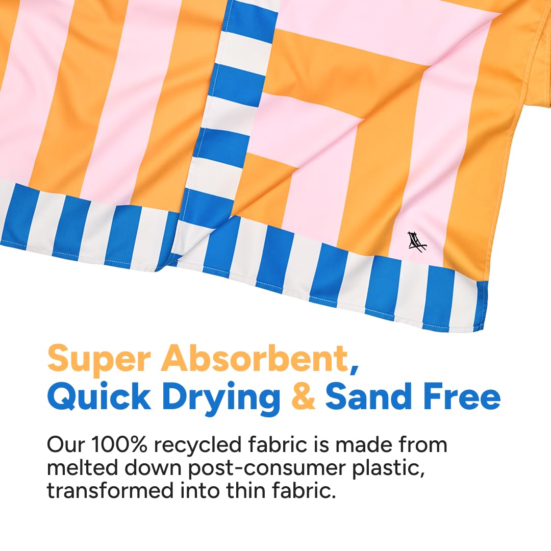 Dock & Bay Beach Towel - Quick Dry, Sand Free - Compact, Lightweight - 100% Recycled - Includes Bag - Mellow Yellow - Extra Large (200x90cm, 78x35)