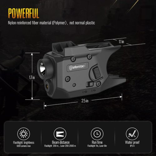 Defentac 600 Lumens Pistol Light Laser Combo is Compatible with 1911 No-Rails Version Only