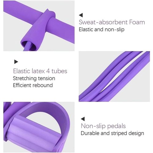 Fitness Resistance Bands - 4 Tube Pedals Ankle Puller, Sit-Up Exercise Equipment, Abdominal Training Aids, Hip Workouts for Men and Women (Blue)