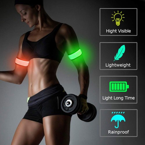 LOBKIN 6 Pack Safety Bracelets, LED Slap Armband Kids Walking at Night Safe LED Light Wrist Light Reflective Belt, Magic Band Running Lights for Runners (A)