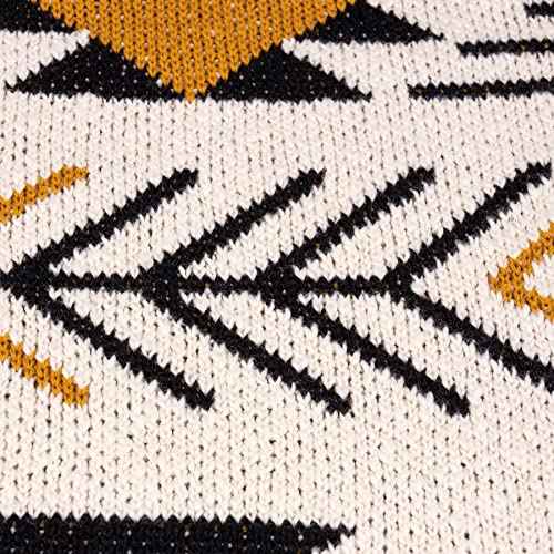Primitives by Kathy Decorative Cotton Throw Blanket - Saffron & Black Aztec Design 50x60