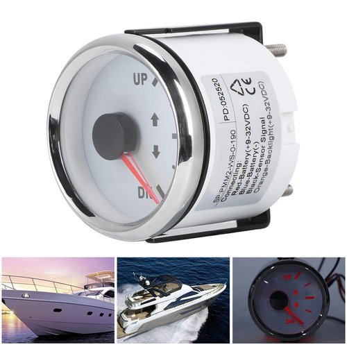 Acouto Marine Trim Gauge Kit - 52mm/2in UP-DN Motor Trim Indicator with Red Backlight and Angle Measurement