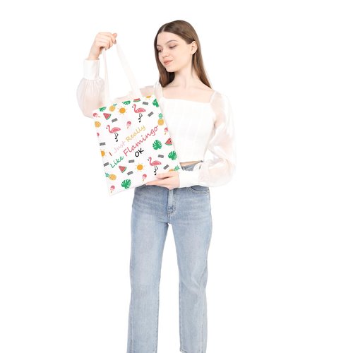 Flamingo Gift Canvas Tote Bag Flamingo Lovers Reusable Shopping Bag Inspirational Gift for Women