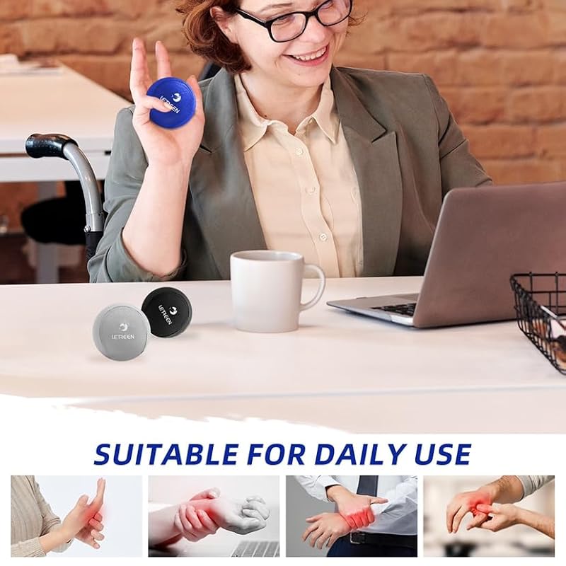 Tri-Density Stress Balls Set of 3 - Black, Sapphire Blue, Grey for Hand Therapy