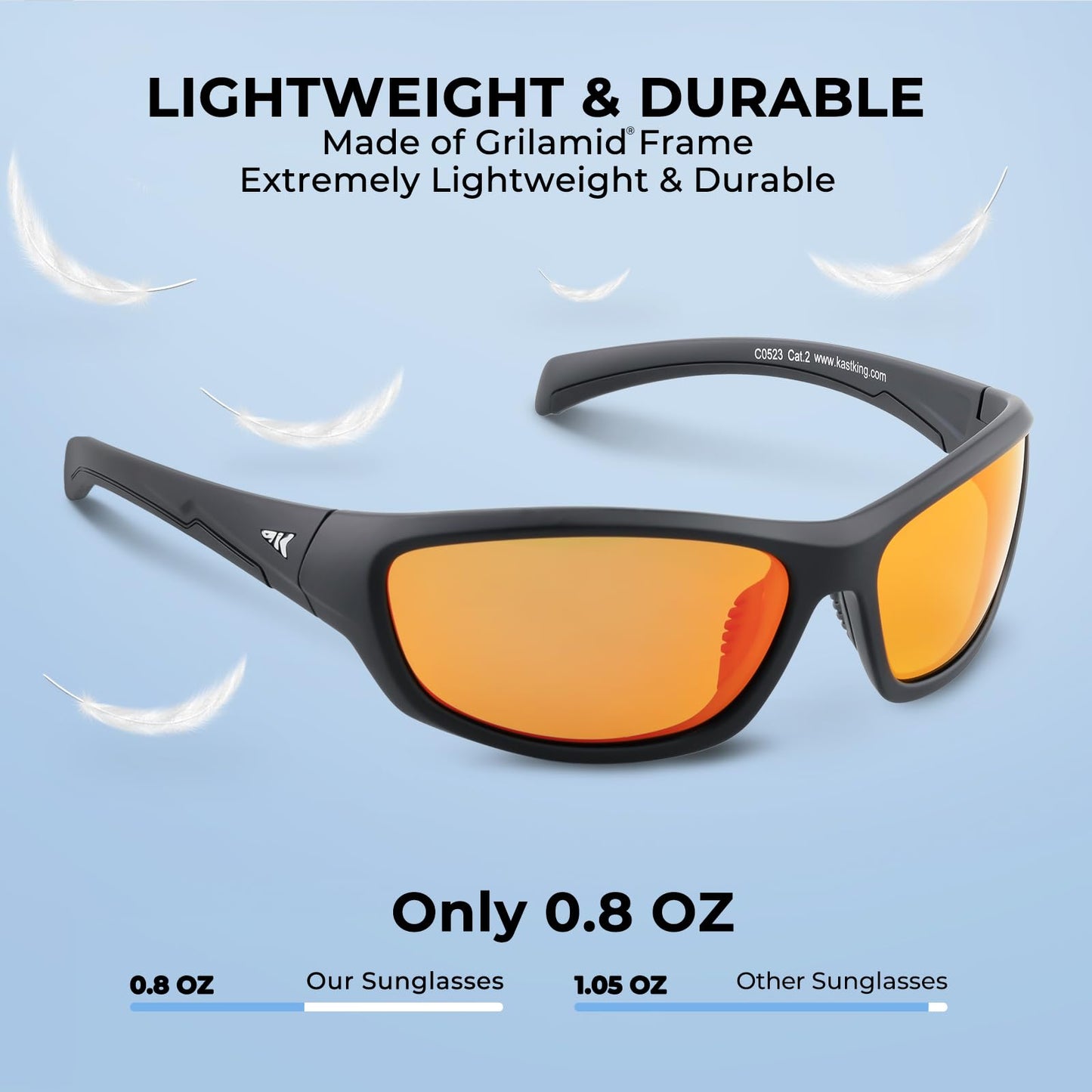 KastKing Hiwassee Polarized Sport Sunglasses for Men and Women, Wrap Sunglasses for Fishing Cycling and Running,UV Protection