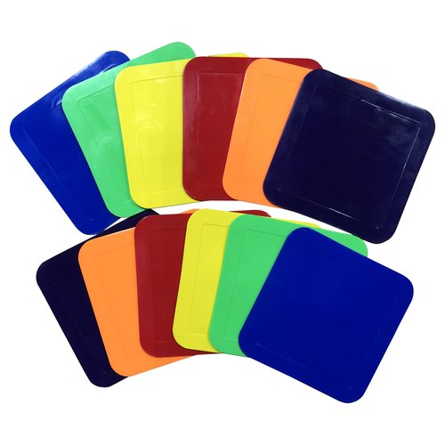 Ace Creations 9 Inch Square Poly Vinyl Spot Markers ??Training Drills with School Gyms, Sports Teams, Track and Field, Basketball, Football, Soccer, Baseball, Preschool, Kindergarten ??Set of 12