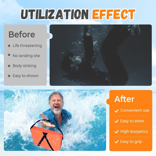 Boat Throwable Flotation Device, 2025 Upgraded High Buoyancy Boat Throw Cushion with Strap, Swimming & Rescue Boat Throwable Flotation Device, Orange Throwable Flotation Cushion (1)