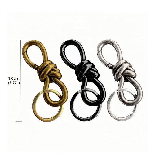 Gold Knot Carabiner, Heavy Duty Snap Hook Key Fob, Hardware Sliding Buckle, Twist Knot Clasp Bag Charm, Keychain Accessories Aesthetic(3pcs Gold)