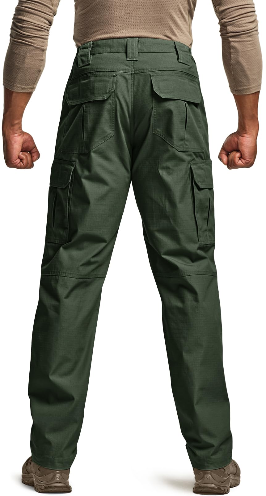 CQR Men's Tactical Pants, Water Resistant Ripstop Cargo Pants, Lightweight EDC Work Hiking Pants, Outdoor Apparel, Raider Green Kelp, 46W x 30L