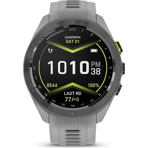 Garmin 010-02746-01 Approach S70 42 mm Premium GPS Golf Watch, Powder Grey Band Bundle with Deco Essentials Charging Dock, 3X Silicone Dust Cover and USB Type C Charging and Sync Cable
