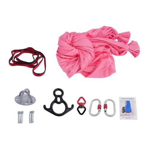 Aerial Yoga Hammock & Silk with 1100lbs Capacity, Pink Satin Anti-Gravity Yoga Swing for Home Gym, Studios
