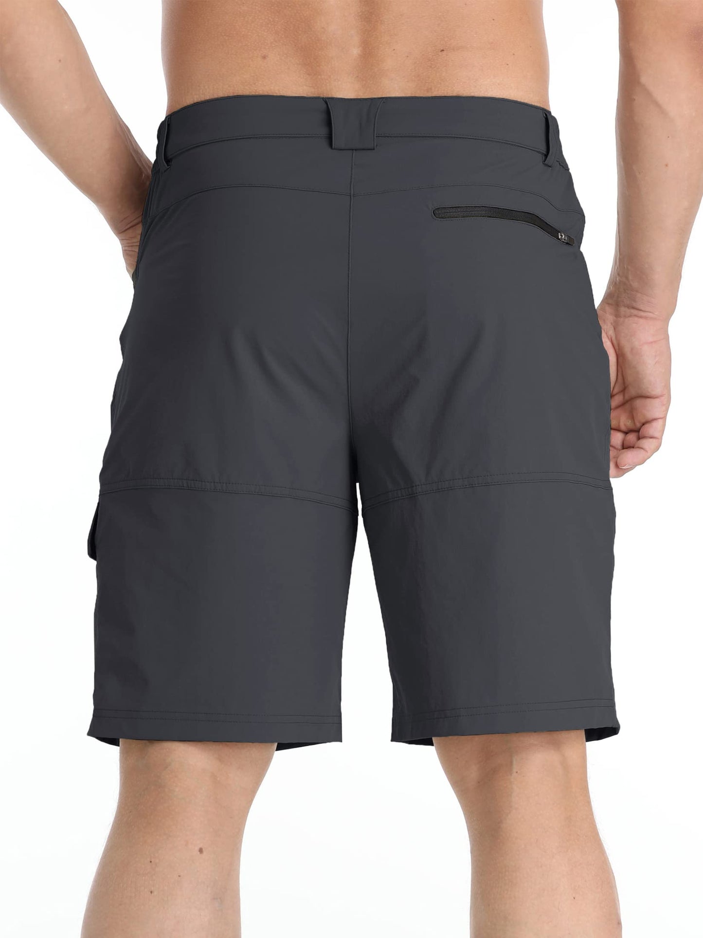 TACVASEN Mens Shorts Casual Golf Dress 10" Summer Cargo Travel Shorts Lightweight Quick Dry Water Resistant Hiking Fishing Dark Gray 32