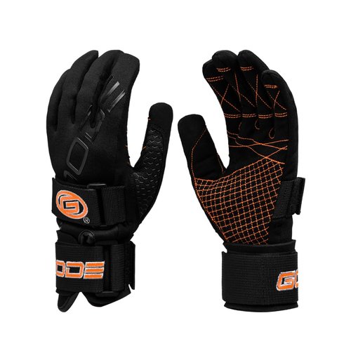 Goode 43 Pro Water Ski Gloves – Pre-Curved Finger Design, Double Stitched Amara Palm for Superior Grip and Durability, Dual Wrist Straps, Pull-Up Strap, Embroidered Logos, Performance Fit - Large
