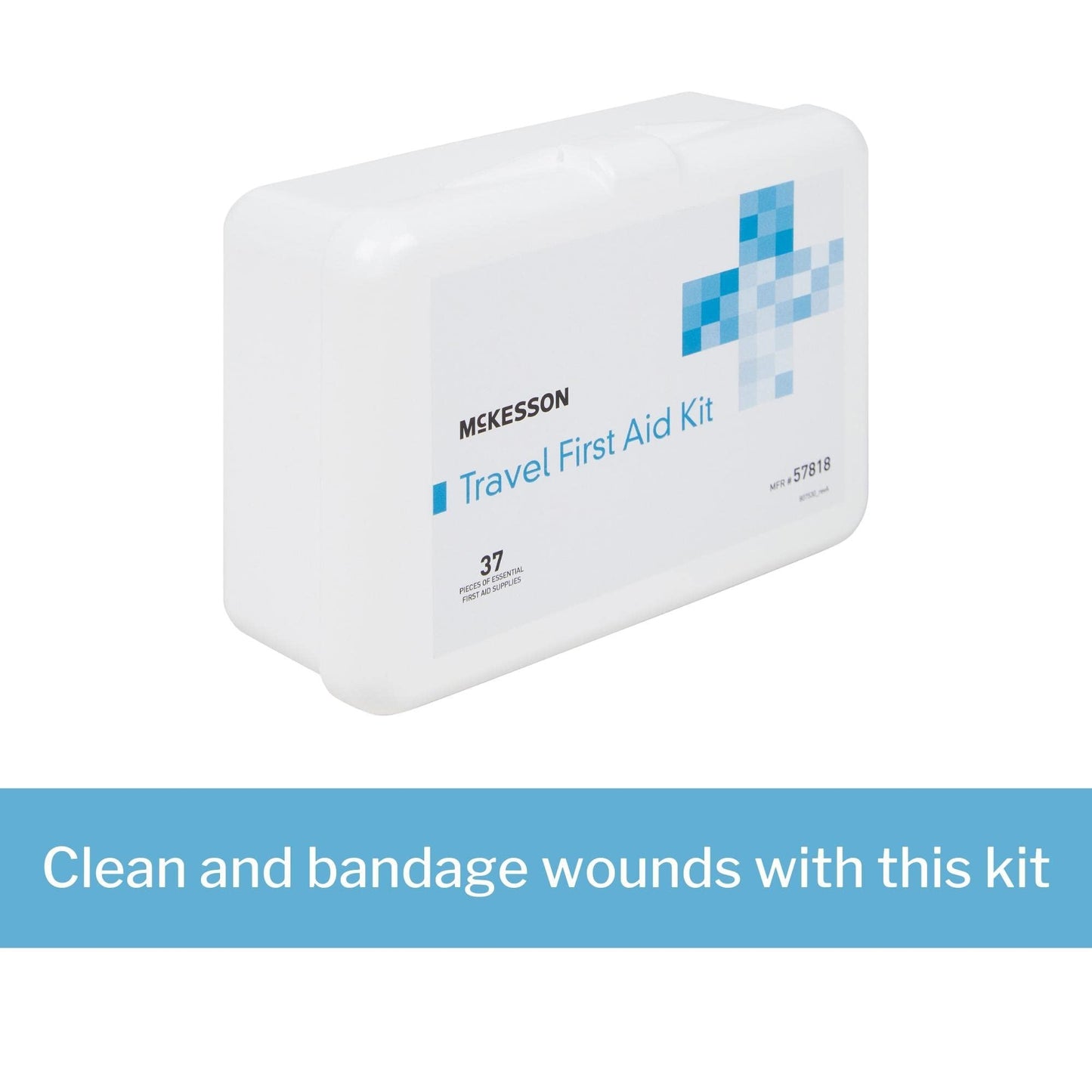 McKesson First Aid Kit - Travel Ready Portable Emergency Supplies for Minor Wound Care - Adhesive Bandages, Gauze Pads, Antiseptic Wipes, Burn Cream - Ideal for Travel, Car & On-The-Go - 37 Pieces