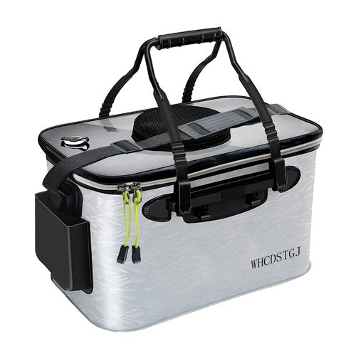 WHCDSTGJ Transparent Lid Fishing Bucket, Portable Foldable Bait Bucket with Aeration Hole, Live Fish Storage. 6 gallons