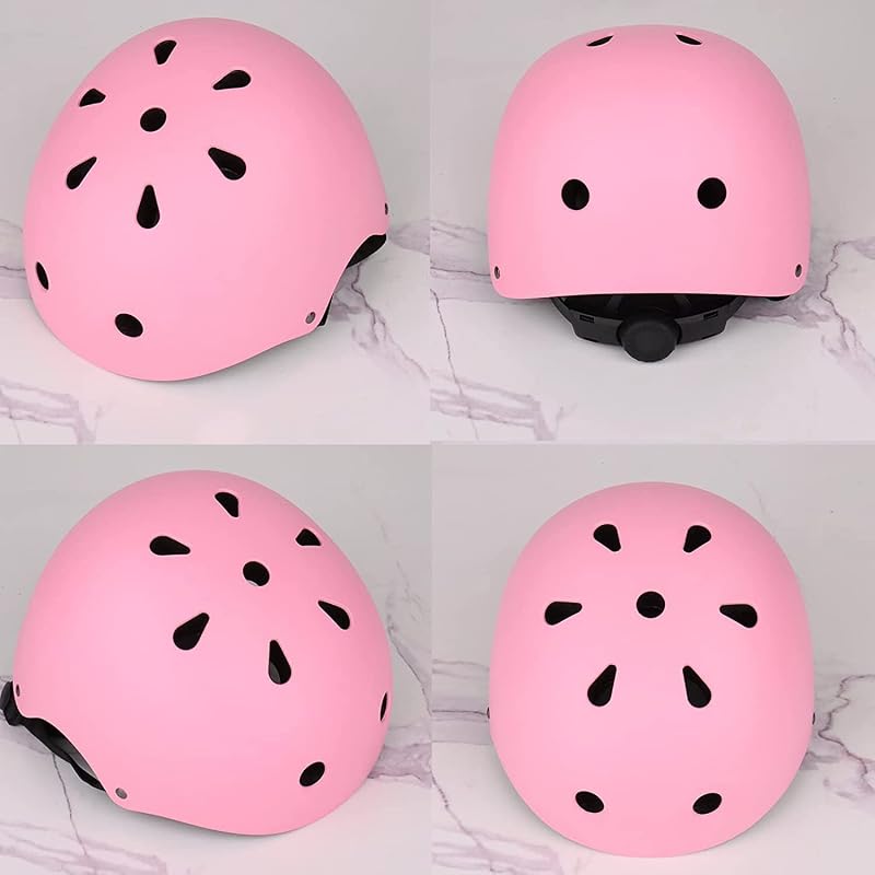 Pink 8-14 Years 7-in-1 Kids Helmet with Knee, Elbow & Wrist Protection - Adjustable Toddler Bike Gear Set