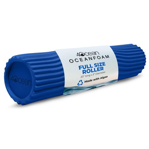 Oceanfoam x 4ocean Tidal Roller (Royal Blue) – Limited Edition Muscle Roller for Back Pain & Yoga - High Density Foam for Physical Therapy - Textured for Deep Tissue Massage - Full Size, 20" x 5"