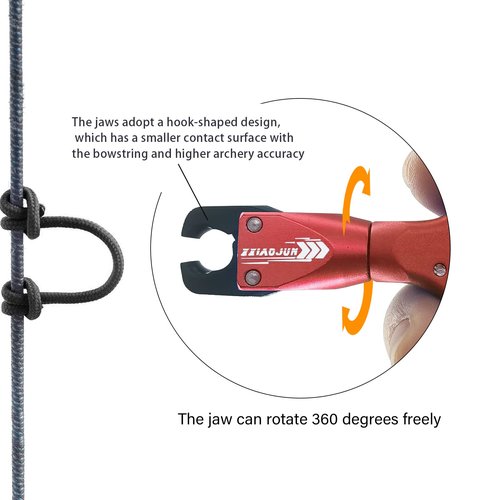 xxiaojun Composite Bow and Arrow Release, 3 or 4 Finger Hand Held Grip, Thumb Release Aluminum Alloy Assist for Compound Bow Accessory, Adjustable Sensitivity, Sports Competition. … (red)
