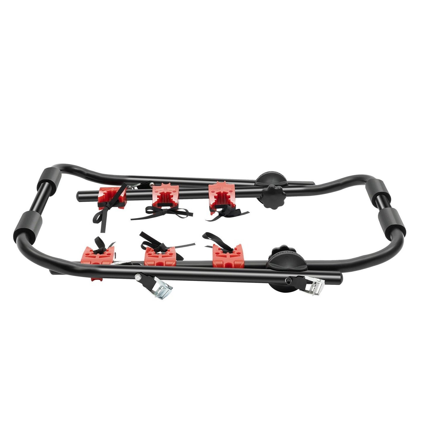 HZOPUTLH Car Bike Rack, Foldable 44.1lbs Max. Bicycles Rack for 3 Bikes, Bicycle Accessories Fits Most Hatchbacks, Sedans, Suvs, and Vans Trunk Black, Red