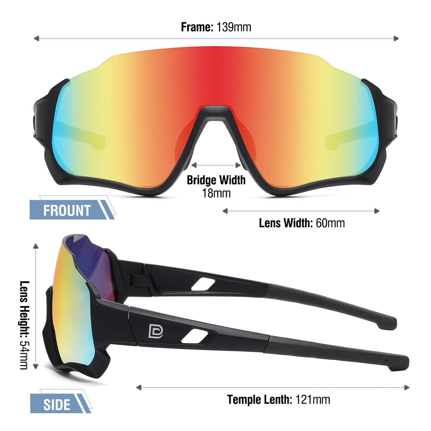 DUCO 4 Lenses Kids Sunglasses Polarized Youth Baseball Sun Glasses Sports Teens Cycling Shades Boys Girls DK280