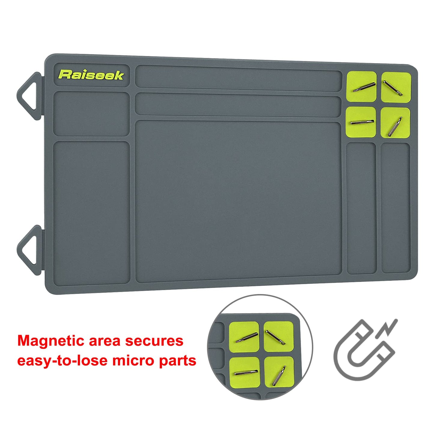 Raiseek Pistol Gun Cleaning Mat, Magnetic Gun Maintenance Mat,Anti-Slip Rubberized Pistol Gun Mat with Organizer Parts Tray,Protective Workbench Mat 15.9" x 9.8"