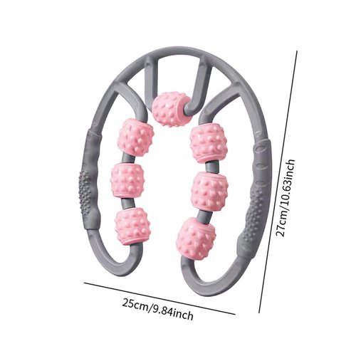 Zialofi Muscle Roller for Legs Leg Roller for Thighs 7 Wheels Flexible Full Body Massage Tool for Shoulder Arm Tennis Elbow Neck Yoga, Gray and Pink