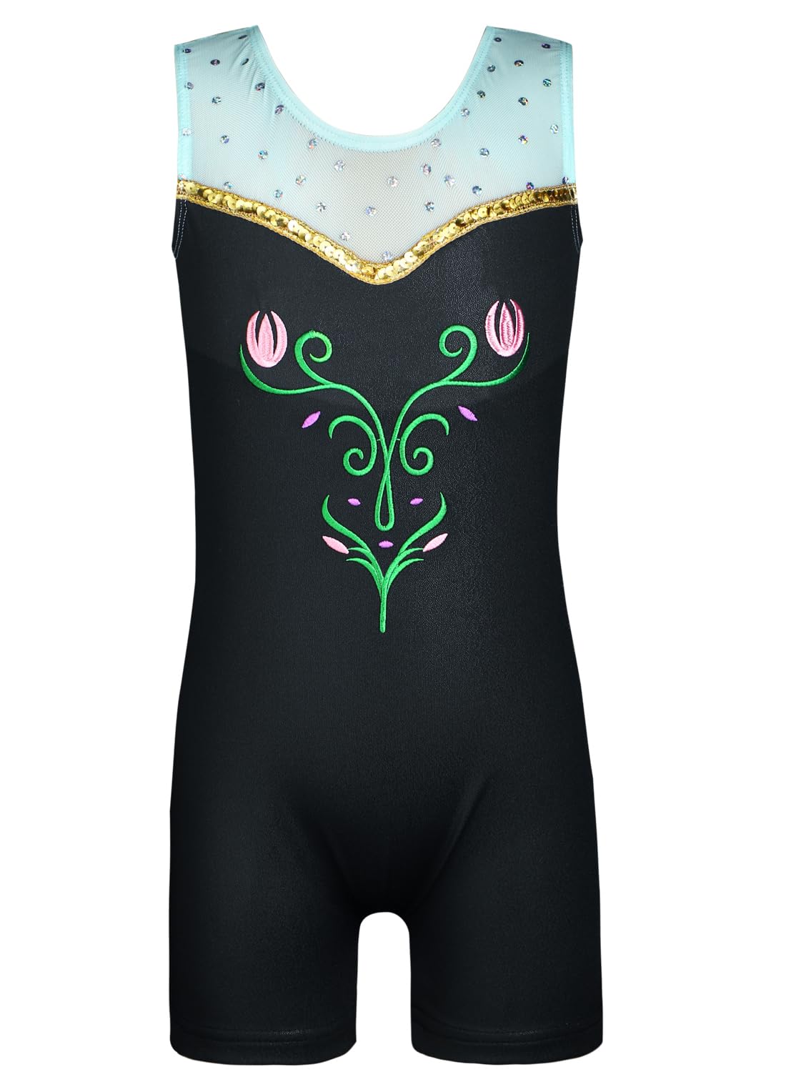 HOZIY Gymnastics Leotards for Toddler Girls 2-3t With Shorts Black Embroidered Flower Lace Sequins Sparkle