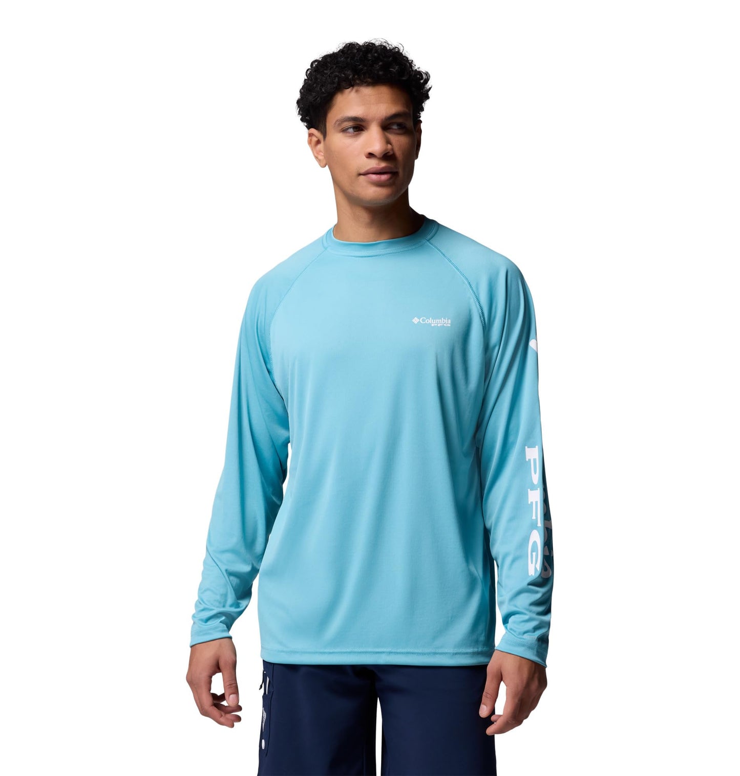 Columbia Men's PFG Terminal Tackle Long Sleeve Fishing Shirt, Vintage Blue/White Logo, 3X