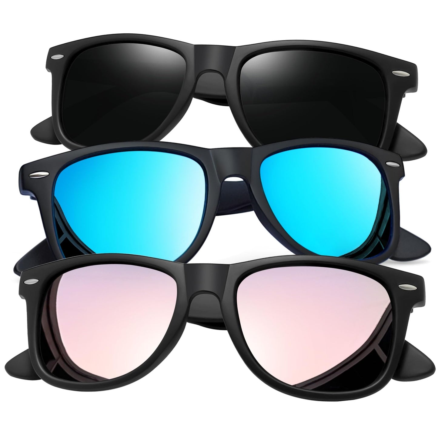 Joopin Oversized Square Sunglasses Designer Polarized Sun Glasses UV400 Protection Trendy Big Shades for Women Men Sunnies(Black + Blue + Pink)