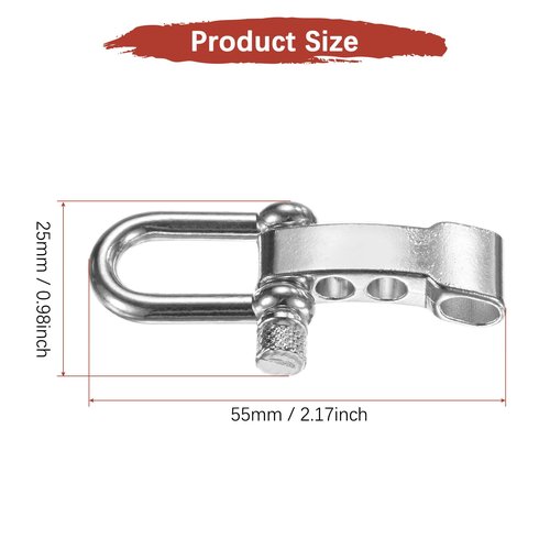 TIXIPEM Paracord Bracelet Shackle Buckle [10PCS] - Adjustable Metal U Bow Shackle Use for Survival Bracelets Belt & Outdoor Rope - [Silver-Round Head] Screw Pin Anchor Buckles