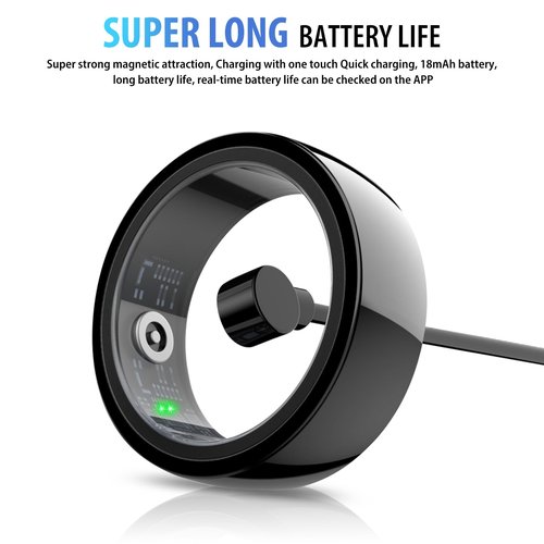 Smart Ring, Smart Health Ring for Women Men, Smart Ring Fitness Tracker, Health&Sleep Tracker,IP68 Waterproof,Remote Camera Control,No App Fee for Standard Features, for iPhone & Android(Black, 8#)