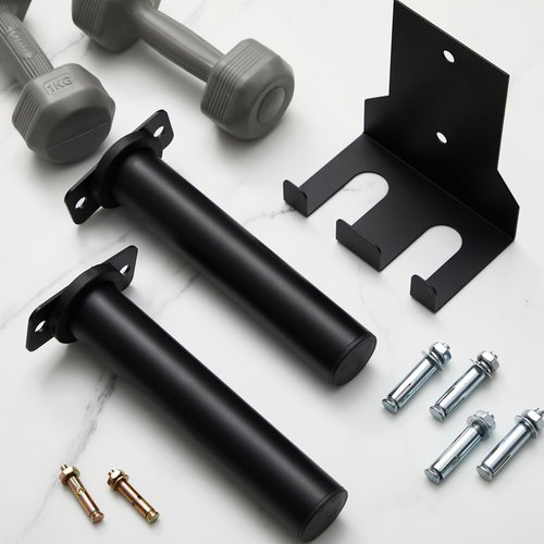 Shimeyao 4 Pack Wall Mounted Weight Plate Holder for 2" Weight Plate and 1 Pack 2 Hooks Barbell Hanger, Vertical Barbell Mount Rack for Garage Home Gym Organizer Accessory