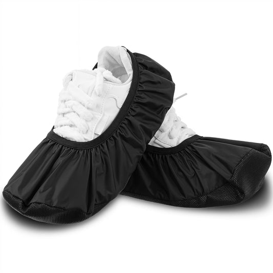 2 Pcs Washable Shoe Covers Reusable Bowling Shoe Covers Bowling Polyester Shoes Cover Protector Accessories for Men Women Sports Game Supplies Indoor Bowlings Enthusiasts Black Size 14.5× 5.1 Inches