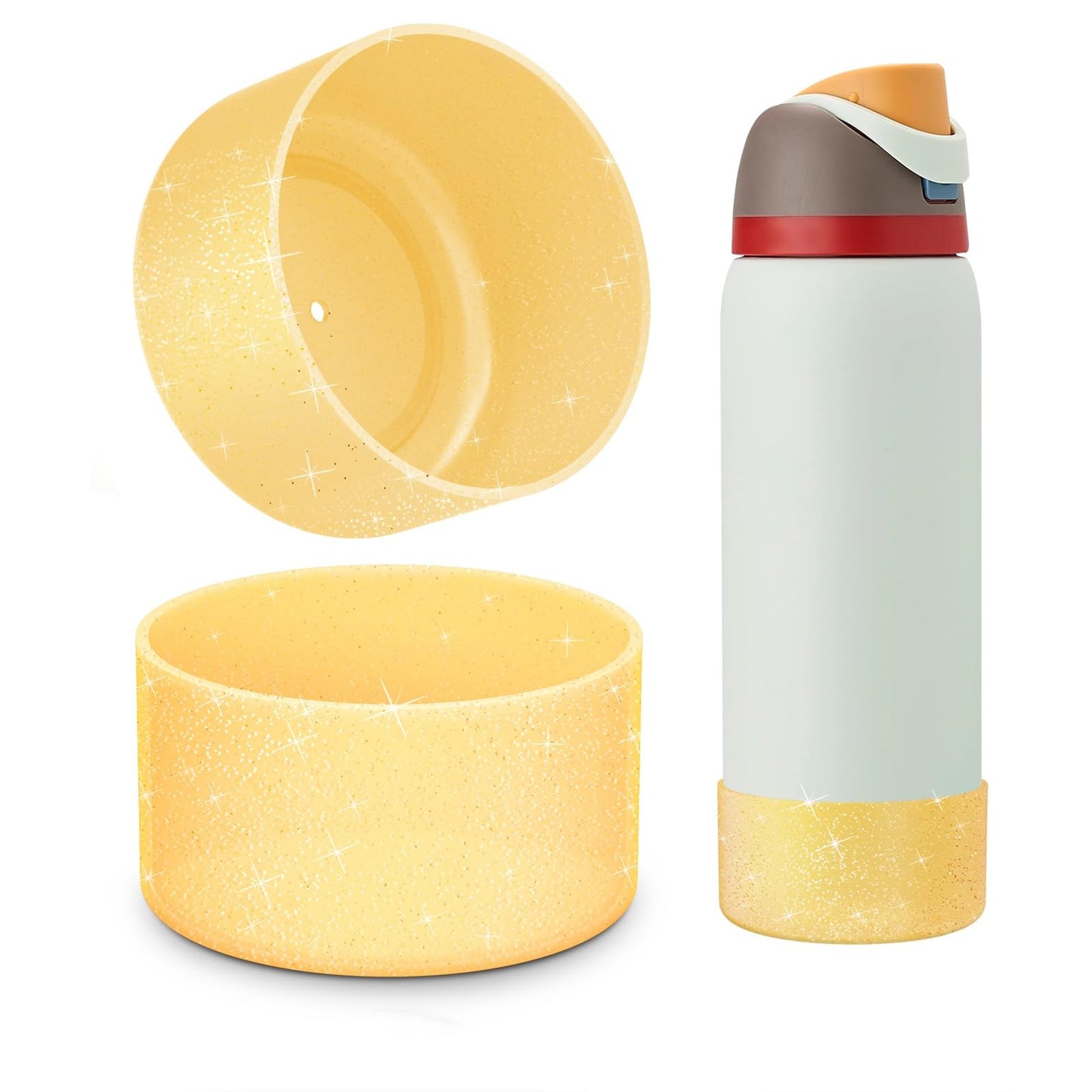 Beonsky 2 PCS Glitter Silicone Boot for Owala Water Bottle 32 oz, Anti-Slip Protective Sleeve for FreeSip/Twist/Flip Stainless Steel Water Bottles Accessories