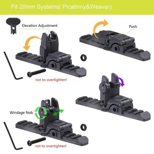 Flip-Up Backup Sights?“Nylon Front & Rear Sights for 20mm Rail?“Fits Picatinny/Weaver Rails - Lightweight & Tool-Adjustable