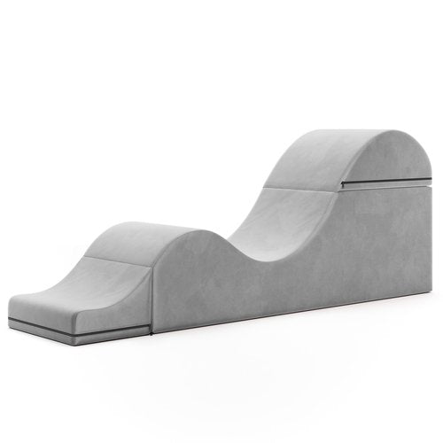 Avana Kami Convertible Chaise/Bed Bench for Yoga & Massage - 2-in-1 End of Bed Ottoman with Concealed Fold Out Yoga Lounge Chair, 22" Wide Microvelvet Grey