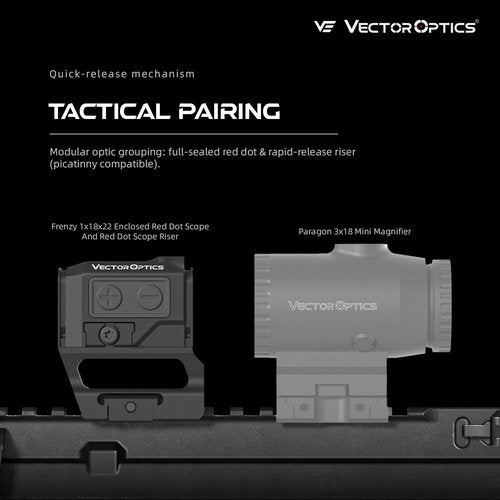 Vector Optics Frenzy Plus 1x18x22 3MOA Enclosed Red Dot Sight for Pistol, auto Shut-Down, 9 Levels Illumination and 2 NV Modes, Side-Mounted Battery, 7075 T6 Aluminum, IP67, VOD-R Footprint, SCRD-75