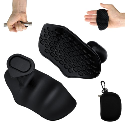Datehole Silicone Weight Lifting Grips Pads – Palm Protector Gloves for Men & Women – Ergonomic Anti-Slip Thin Grip Pads for Deadlifts, Pull-Ups, Gym Training (Black)
