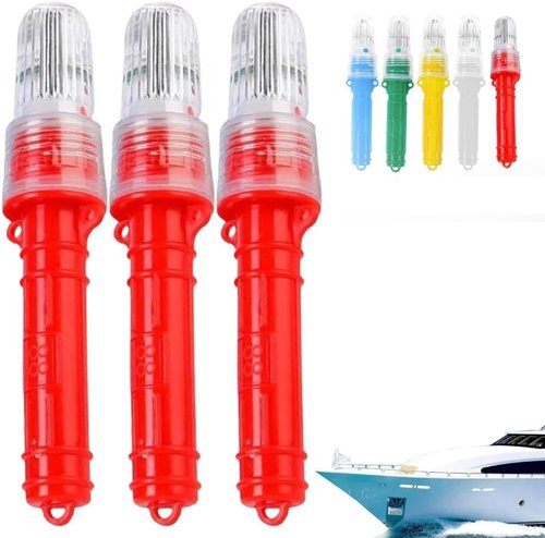3PCS 2025 Upgrade Boat Flares Coast Guard Approved Marine, Waterproof Marine Flares Coast Guard Approved, LED Boat Flares Emergency Signals Safety Kit for Fishing Boats, Life Rafts (Red)