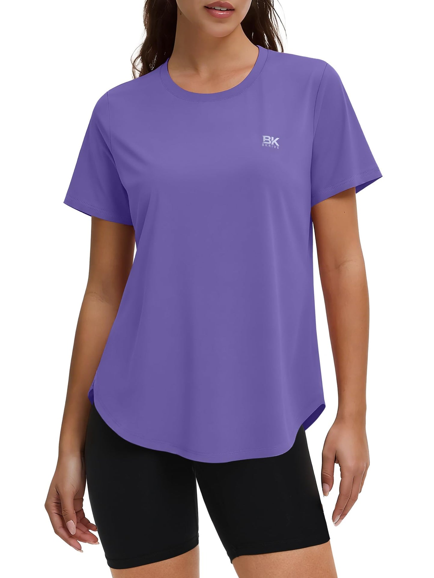 BKRIVE Workout Shirts Women Yoga Tops Loose Fit Athletic Clothes Purple-XL
