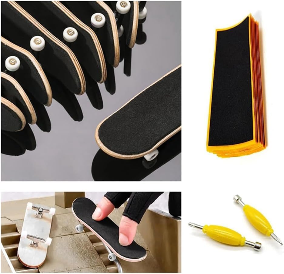 12 Pack Fingerboard Grip Tape Sticky Foam Sticker Replacement + Screwdriver Tool Nut Driver Replacement for Finger Skateboards Accessories